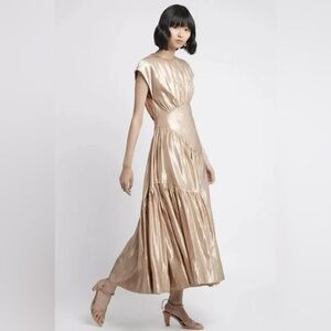 NEW Aje Serendipity Reflection Midi Dress in Champagne  (Size AU
12 / US 8)